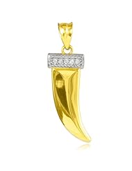 10k Gold Tiger Tooth Pendant with Diamonds