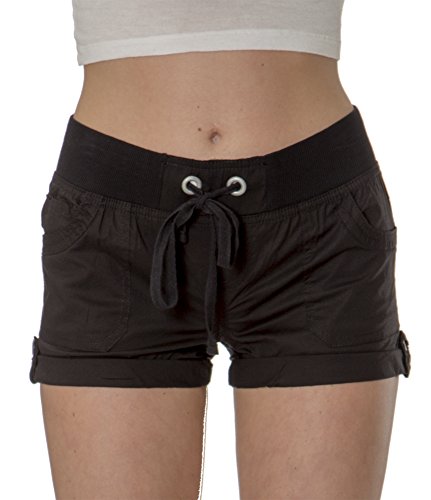 Classic Designs Juniors Plus Size Stretch Poplin Elastic Waist Cargo Shorts (S-3X)