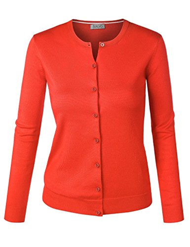 BIADANI Women Button Down Long Sleeve Crewneck Soft Knit Cardigan Sweater