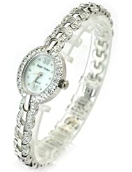 Royal Crown 2100 Womens Jewelry Diamond Waterproof Watch Oval Dial Stainless-steel Wristwatch