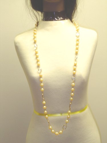 Click here to buy White Pearl Glass Square Long Chain Necklace and Matching Earrings for Women and Teens.