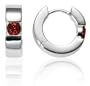 Sterling Silver Hoop Earrings w/ Garnet