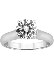 0.90 Ct Round H/I I1 Diamond 18K White Gold Ring