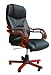 Chefsessel Luxus Split Leder und Holz - Schwarz