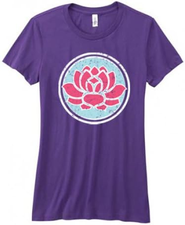 YT077PL Lotus Encircled Purple 3.6 oz Ploy Cotton T Shirt T-Shirt Tee