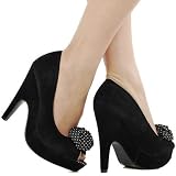 41KBjR Fm0L. SL160  Roshay12 Rose Partially Wedge Pump BLACK