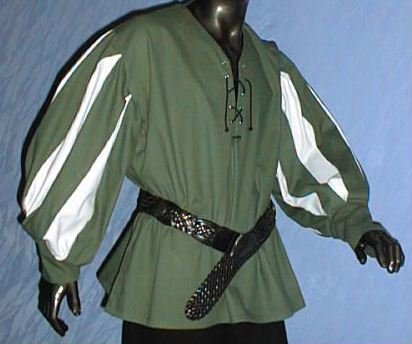 LANDSKNECHTHEMD MITTELALTER KNECHT LARP HEMD Gr.M-XXL - 1440 grün / weiss