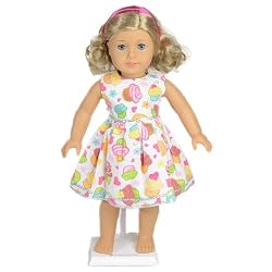 Summer Cupcake Birthday Dress With Hairband -- Fits 18" American Girl Doll