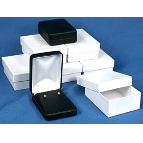 6 Black Leather Large Earring Gift Boxes Showcase Displays