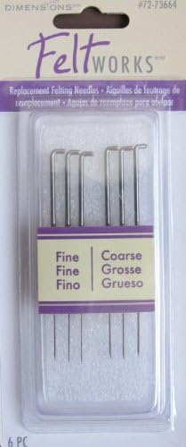 Feltworks PACK of 6 REPLACEMENT FELTING NEEDLES w 3 FINE &amp; 3 COARSE NEEDLE