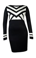 Sweater Long Sleeves Chevron Print Bateau Neck Acrylic  Dress