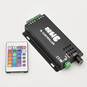 RGB Music Controller 2 Ports Output for Color Changing Strips with Remote Control By 120 Watt Output Ledwholesalers, 3320rgb