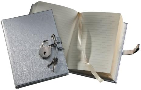 Saffiano Lock Diary, Working Key and Lock, Silver