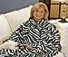 CUDDLE SNUGGLE FLEECE BLANKET WRAP WITH SLEEVES Zebra print
