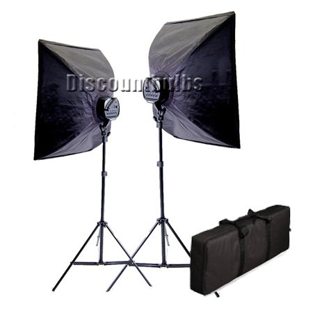 CowboyStudio 2000 Watt Photography Photo Digital Video Studio Continuous Lighting Light Kit with Carrying Case - 2 light stands, 2 softboxes, 2 Light Heads w/5 bulbs, 10 photo bulbs