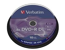 Verbatim 43666 DVD+R, 8x, 8.5GB, Dual Layer, 10 Pack