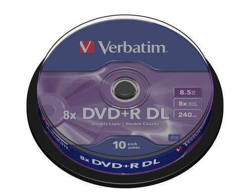 Verbatim 43666 DVD+R, 8x, 8.5GB, Dual Layer, 10 Pack