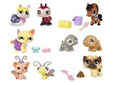 Littlest Pet Shop Set of 9 Pets Wave 1 Ladybug Snail Pony Cat Twin Hamsters Pug Pig Butterfly