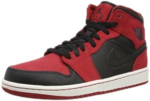 Nike Jordan Men's Air Jordan 1 Mid Black/Black/Gym Red Basketball Shoe 10.5 Men US