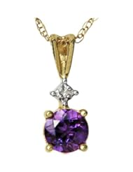 10K Gold Amethyst and Diamond Pendant