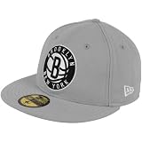 NBA New Era Brooklyn Nets Basic Ball Logo 59FIFTY Fitted Hat - Gray