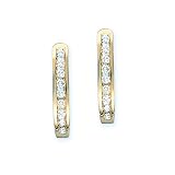 14K Yellow Gold 1/4 ct. Diamond J-Hoop Earrings
