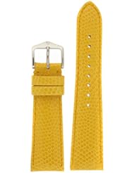 Watch Band Genuine Leather Lizard Grain Yellow 16 millimeter