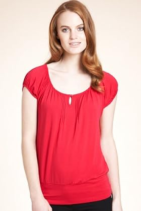 Scoop Neck Welt Hem Jersey Top