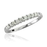 10k White Gold Anniversary Wedding Diamond Ring/ Band, Size 7 (HI, I, 0.18 carat)