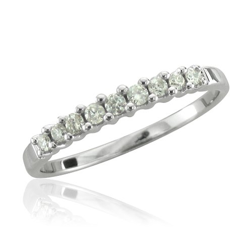 10k White Gold Anniversary Wedding Diamond Ring/ Band, Size 7 (HI, I, 0.18 carat)