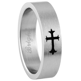 316L Stainless Steel ring with cross - Width: 6mm