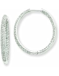 0.7 Carat 14K White Gold Diamond In & Out Hoop Earrings