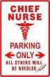 CHIEF NURSE PARKING medical military sign