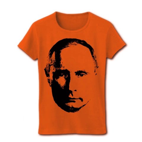 (クラブティー) ClubT おそロシア！見据えるプーチン リブクルーネックTシャツ(オレンジ) M オレンジ