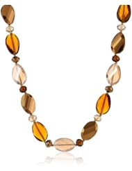 Napier "Chameleon" Gold-Tone and Brown Collar Necklace, 19.5"