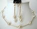 Exclusively Wedding Jewelry 22k Gold Plated Genuine Swarovski Cream Pearls Handcrafted Necklace Set (BRAND NEW)