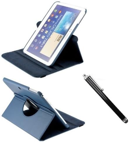 FlyStone Samsung Galaxy Tab 3 10.1" P5200 P5220 360 Degree Slim Rotating Leather Auto Sleep/Wake Smart Case with Swivel Stand Cover Using in Landscape Mode Or Portrait Mode. (Tab 3 10.1" P5200, Navy)
