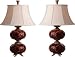 BURGUNDY Red Porcelain Gourd Table LAMP PAIR Set