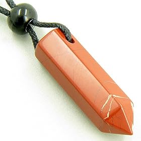 Lucky Crystal Point Pendant Necklace in Red Jasper Gemstone