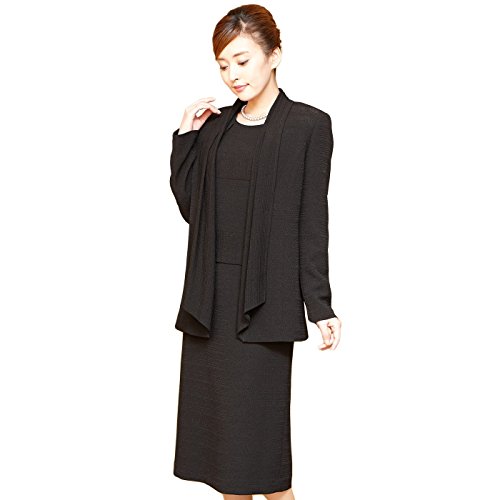 【B-GALLERY】丹後ちりめん素材のアンサンブル[ブラック ](110431341) [ブラックフォーマル 喪服 礼服 レディース 葬儀 卒業式 葬式 お通夜 フォーマル スーツ ジャケット ワンピース 通年]