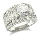 Brilliant and Baguette Channel Set Cubic Zirconia Ring