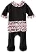 Mud Pie Baby Footed Sleeper with Ruffles, Black/Pink, 0 - 6 Months