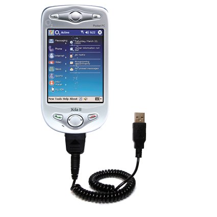 Coiled USB Cable for the HTC Wallaby with Power Hot Sync and Charge capabilities - uses Gomadic TipExchange Technology