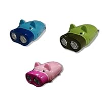 PK Green Pig Shaped Pump Up LED Torch - Dynamo / Hand Pressing / Childrens Light / Eco Friendly - PINK