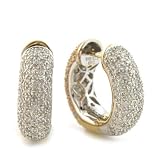 14K White Gold & Rose Gold 2.00ct Diamond Pave Reversible Hoop Earrings