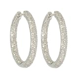14k White, Yellow, or Rose Gold Round Pave Hoop Earrings (2 cttw, H-I Color, I2 Clarity)