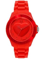 Womens Plastic Resin Ice Love Red Dial Silicone Strap