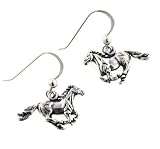 Small Running Horse Sterling Silver Dangling Hook Earrings