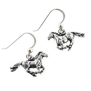 Small Running Horse Sterling Silver Dangling Hook Earrings