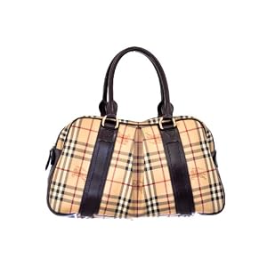 Burberry Ashbury Classic Check Chocolate Leather Bag